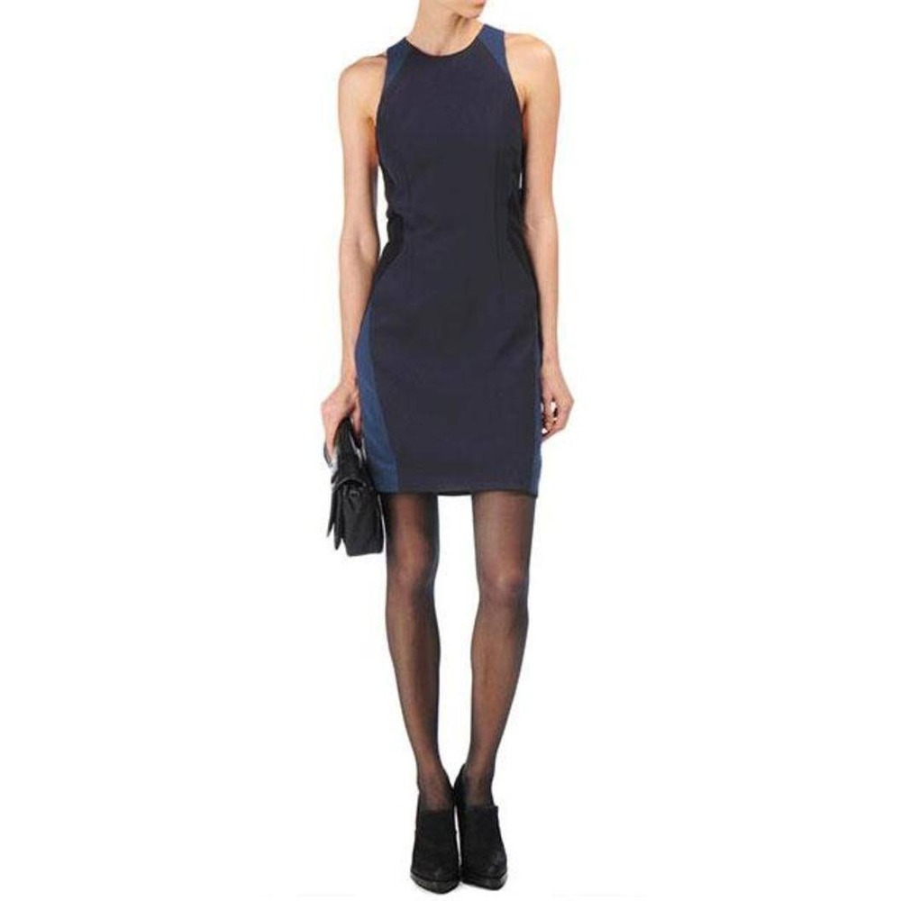 Rag & Bone Navy Blue Black Colorblock Sleeveless Sheath Mini Dress Women Size 8